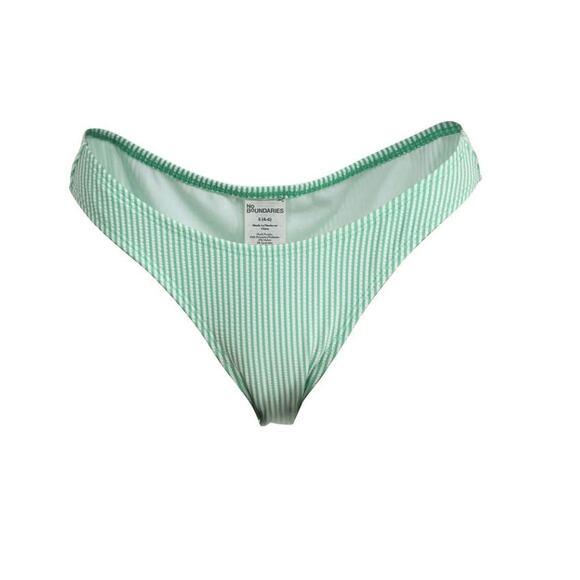 NEW NoBO No Boundaries Green/White Striped Cheeky High Leg Swim Bottoms Large - Picture 1 of 3